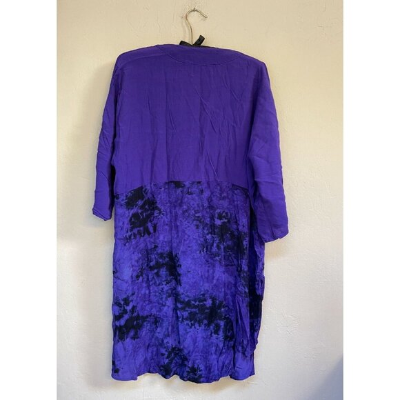 Exotica Womens Scoop Neck Short Sleeve Tunic Cover Up Purple One Size - Picture 3 of 8